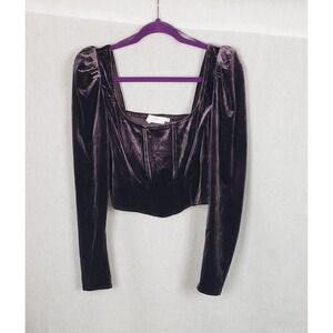 ASTR The Label Velvet Smocked Corset Top L Purple Vamp Dark Romantic Coquette